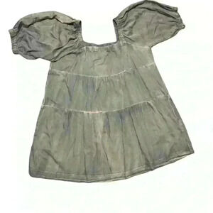 She + Sky Chambray Puff Sleeve Dress 1XL